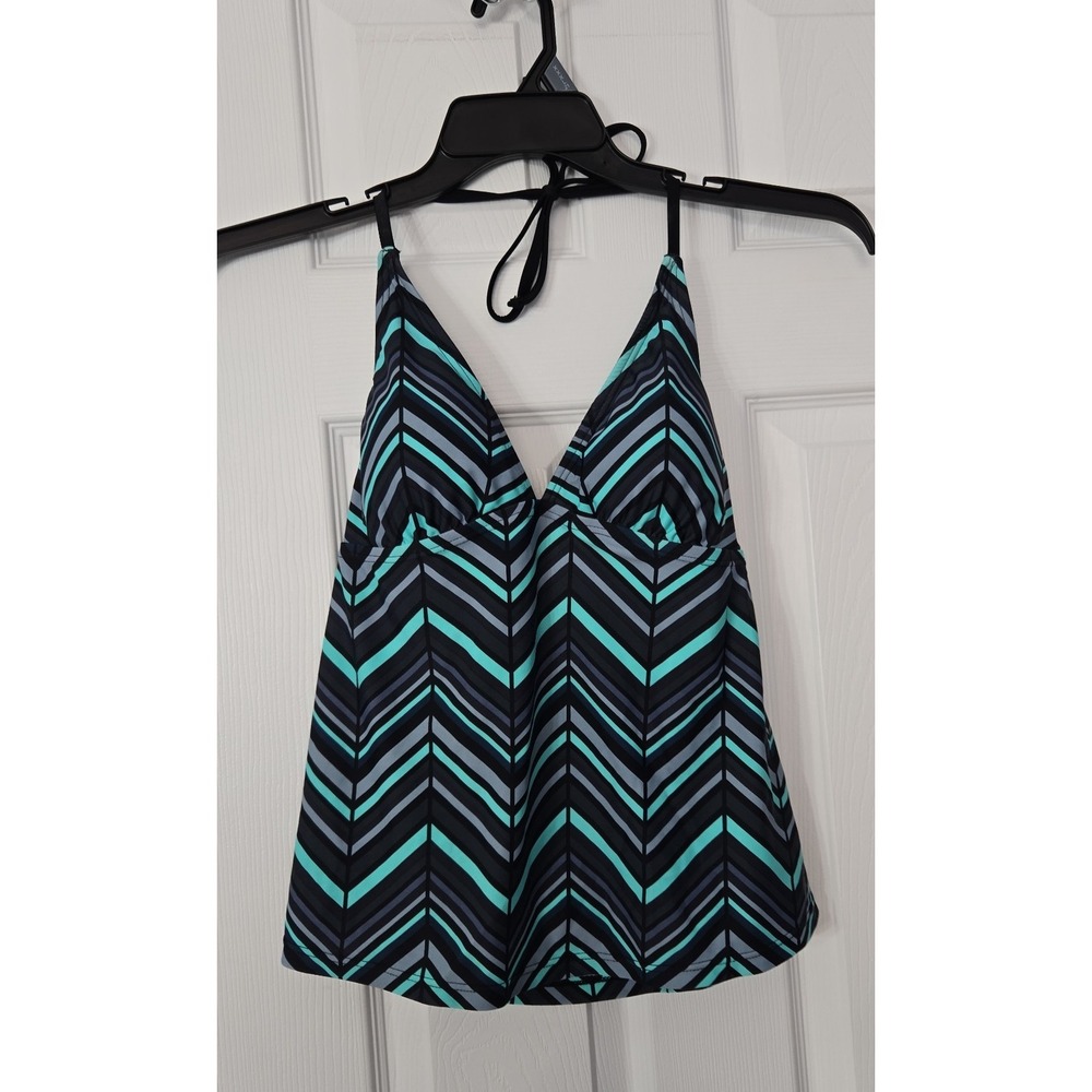 Mossimo Womans Bathing Suit Top Size‎ Medium Turquoise, Grey, Black